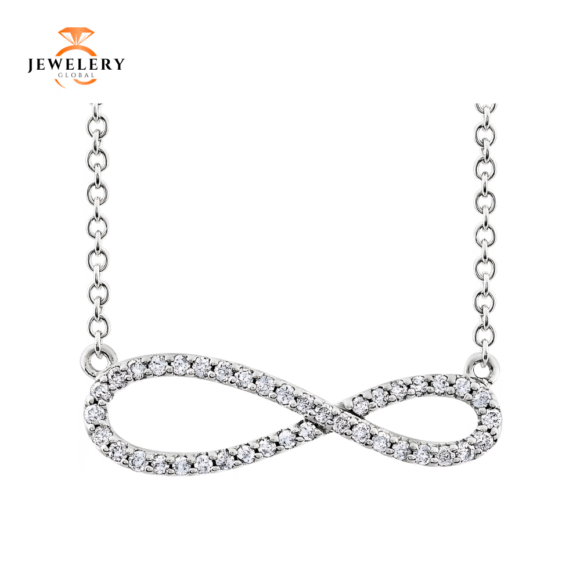 14K WHITE GOLD 1/4 CTW DIAMOND INFINITY-INSPIRED 16-18" NECKLACE