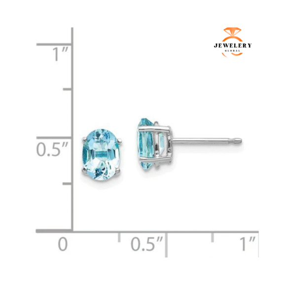 14KT GOLD 1.40 CTW OVAL AQUAMARINE EARRINGS - Image 2