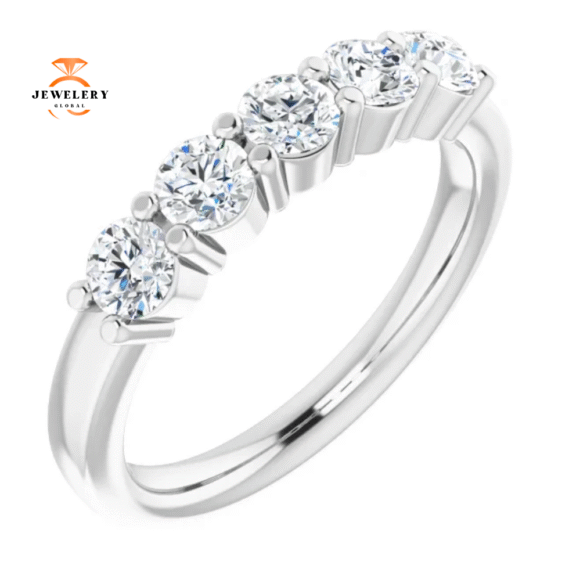 14KT Gold 3/4 CTW Round Diamond 5 Stone Band