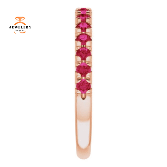 14KT GOLD 0.60 CTW RUBY FRENCH-SET ANNIVERSARY BAND - Image 4