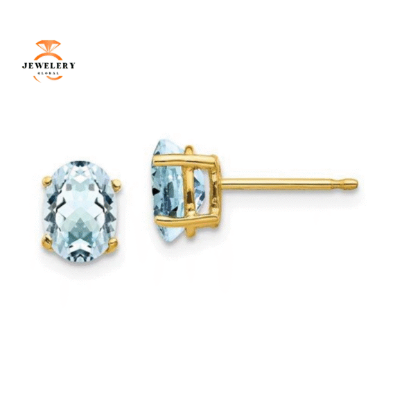 14KT GOLD 1.40 CTW OVAL AQUAMARINE EARRINGS - Image 3