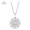 14KT 1/5 CTW DIAMOND FLOWER GRANULATED FILIGREE 18" NECKLACE