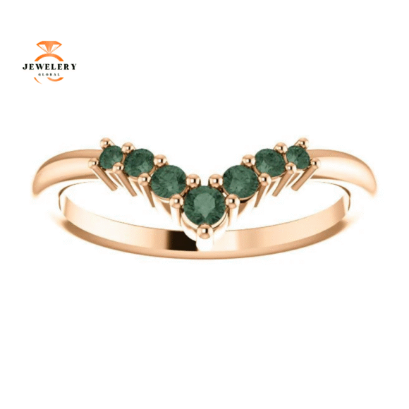 14KT GOLD GENUINE 0.23 CTW ALEXANDRITE GRADUATED "V" RING - Image 3
