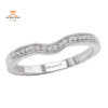 14KT White Gold .08 CTW Vintage Milgrain Curved Wedding Band