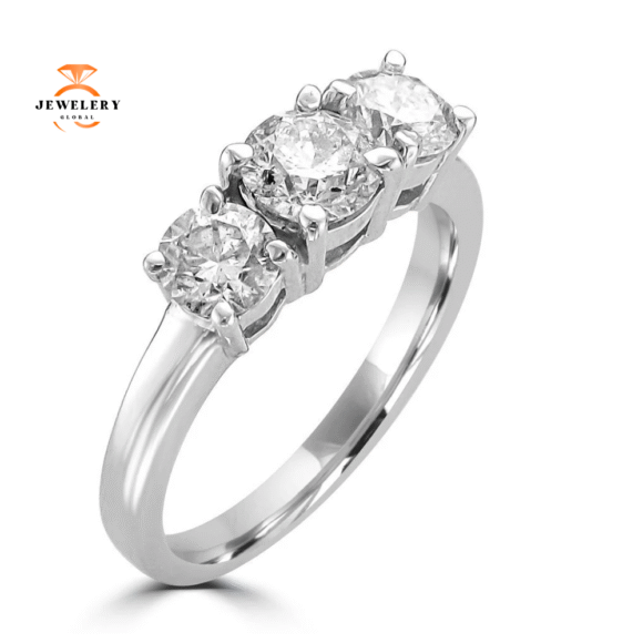 14KT White Gold 1 1/2 CTW Diamond 3 Stone Ring - Image 3