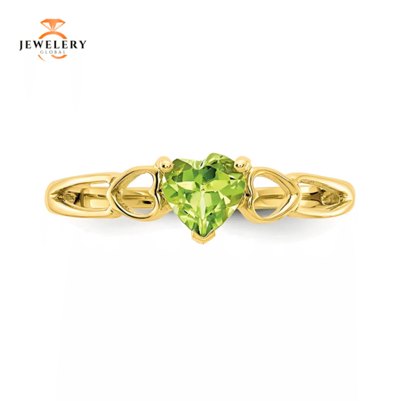 10KT GOLD POLISHED PERIDOT BIRTHSTONE RING - Image 7