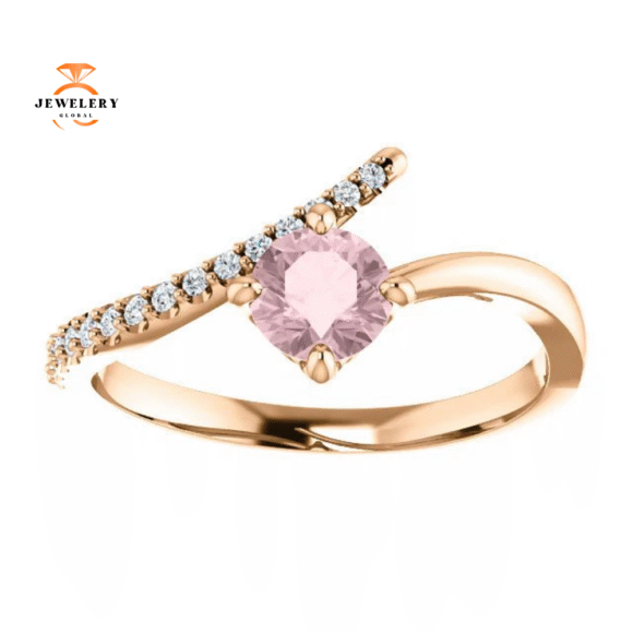 14KT GOLD 0.48 CT MORGANITE & 0.10 CTW DIAMOND BYPASS RING - Image 3