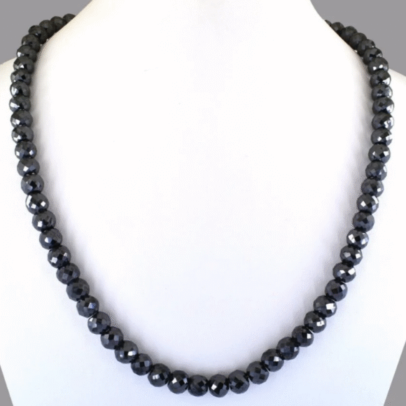14KT BLACK DIAMOND BEAD NECKLACE - Image 2
