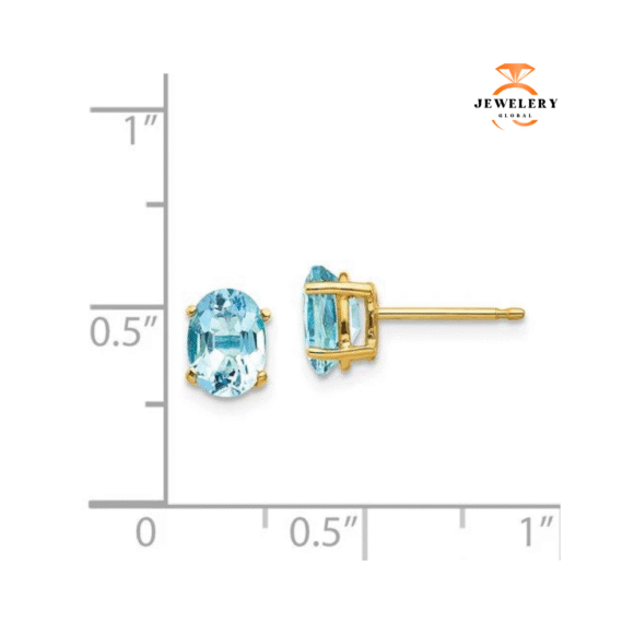 14KT GOLD 1.40 CTW OVAL AQUAMARINE EARRINGS - Image 4