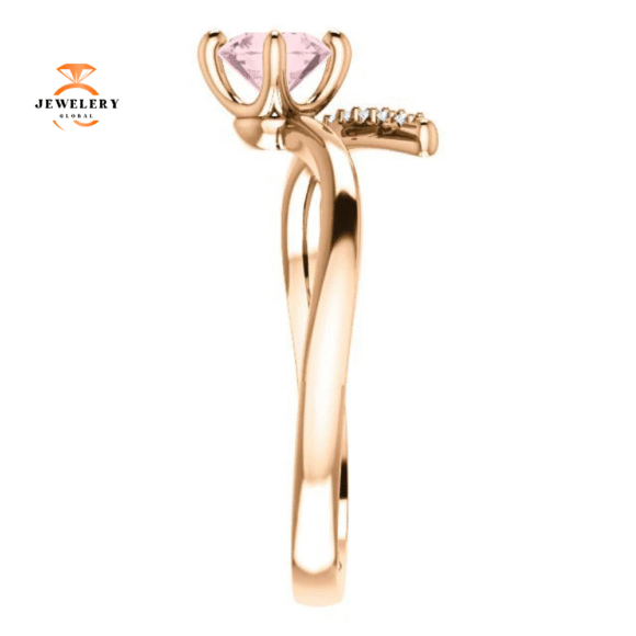 14KT GOLD 0.48 CT MORGANITE & 0.10 CTW DIAMOND BYPASS RING - Image 4