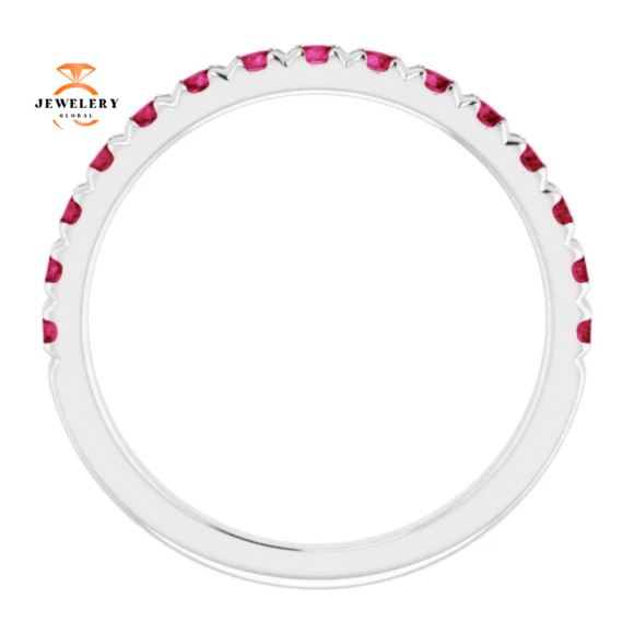 14KT GOLD 0.60 CTW RUBY FRENCH-SET ANNIVERSARY BAND - Image 11