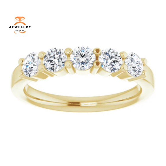 14KT Gold 3/4 CTW Round Diamond 5 Stone Band - Image 6