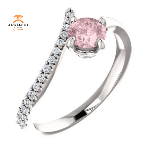 14KT GOLD 0.48 CT MORGANITE & 0.10 CTW DIAMOND BYPASS RING - Image 9