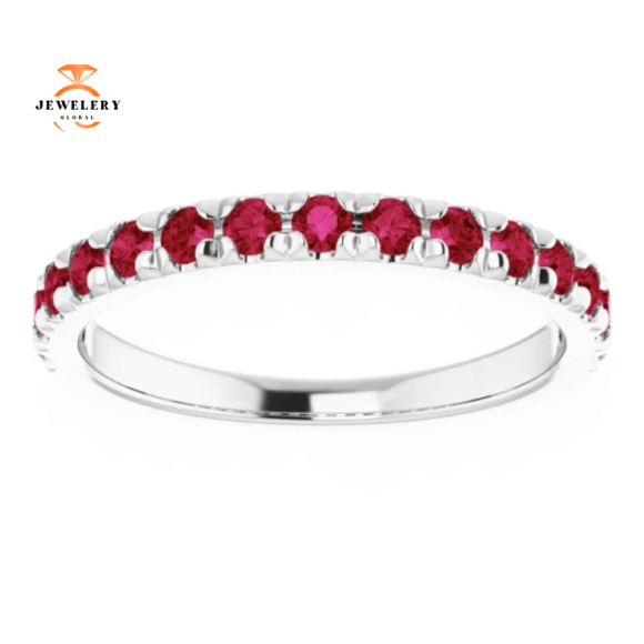 14KT GOLD 0.60 CTW RUBY FRENCH-SET ANNIVERSARY BAND - Image 12