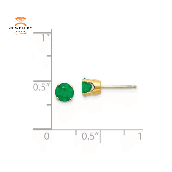 14KT GOLD 1.00 CTW ROUND EMERALD EARRINGS - Image 4