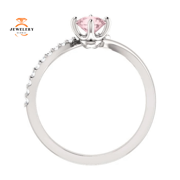 14KT GOLD 0.48 CT MORGANITE & 0.10 CTW DIAMOND BYPASS RING - Image 10