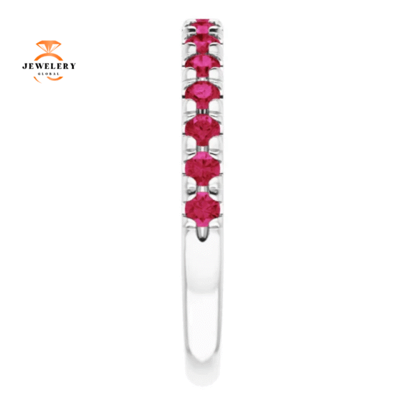 14KT GOLD 0.60 CTW RUBY FRENCH-SET ANNIVERSARY BAND - Image 13