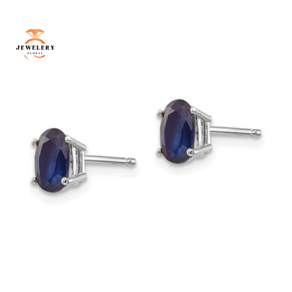 14KT GOLD 1.40 CTW OVAL BLUE SAPPHIRE STUD EARRINGS - Image 2