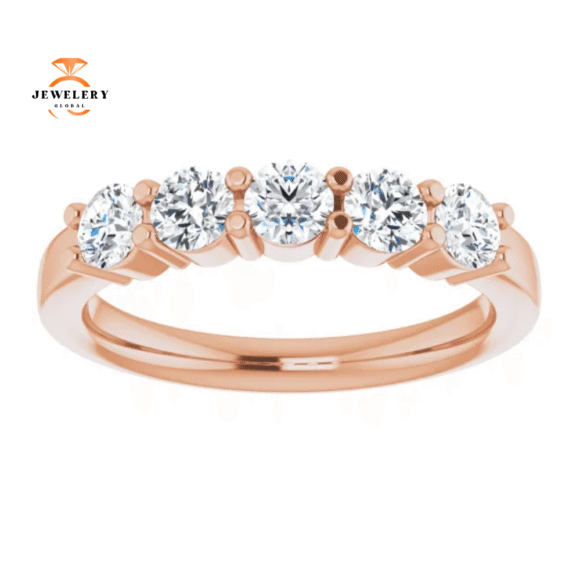 14KT Gold 3/4 CTW Round Diamond 5 Stone Band - Image 9