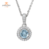 14K WHITE GOLD AQUAMARINE & 1/5 CTW DIAMOND 18" NECKLACE
