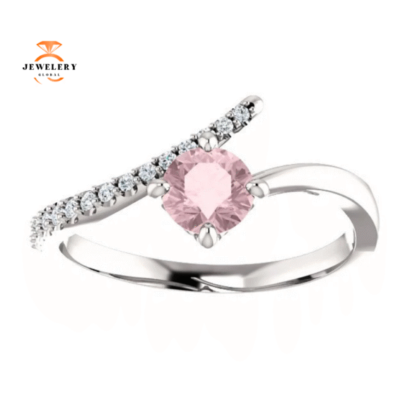 14KT GOLD 0.48 CT MORGANITE & 0.10 CTW DIAMOND BYPASS RING - Image 11