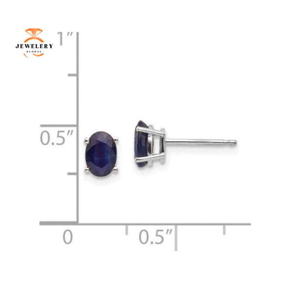14KT GOLD 1.40 CTW OVAL BLUE SAPPHIRE STUD EARRINGS - Image 3