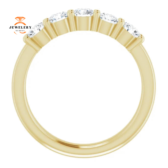 14KT Gold 3/4 CTW Round Diamond 5 Stone Band - Image 5