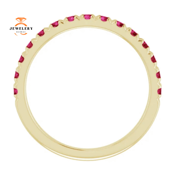 14KT GOLD 0.60 CTW RUBY FRENCH-SET ANNIVERSARY BAND - Image 7