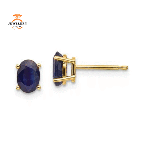 14KT GOLD 1.40 CTW OVAL BLUE SAPPHIRE STUD EARRINGS - Image 4