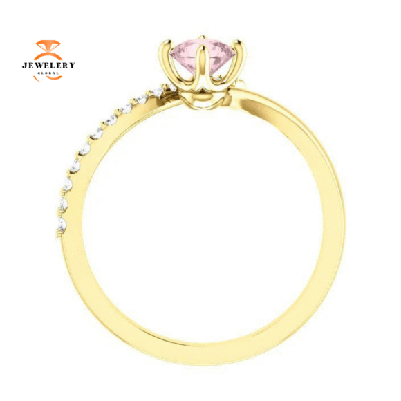 14KT GOLD 0.48 CT MORGANITE & 0.10 CTW DIAMOND BYPASS RING - Image 6