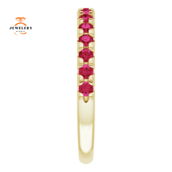 14KT GOLD 0.60 CTW RUBY FRENCH-SET ANNIVERSARY BAND - Image 9