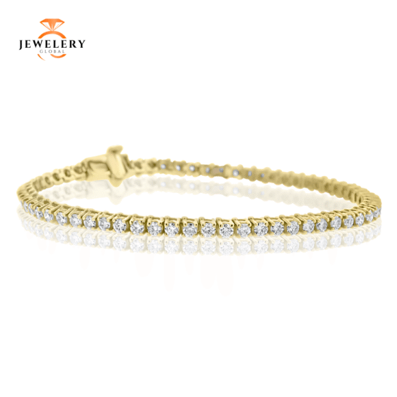 14K YELLOW GOLD 3.14CT DIAMOND TENNIS BRACELET