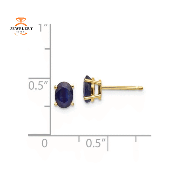 14KT GOLD 1.40 CTW OVAL BLUE SAPPHIRE STUD EARRINGS - Image 6