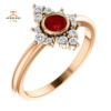 14KT GOLD 0.35 CT RUBY & 1/5 CTW DIAMOND BEZEL HALO RING
