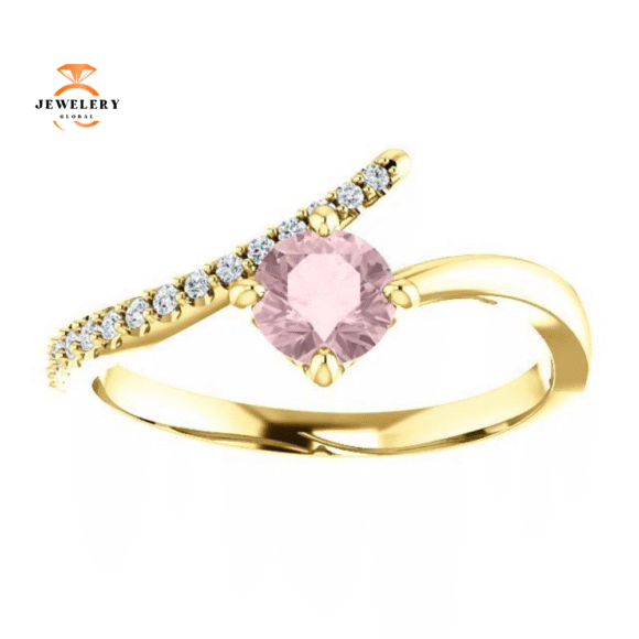 14KT GOLD 0.48 CT MORGANITE & 0.10 CTW DIAMOND BYPASS RING - Image 7