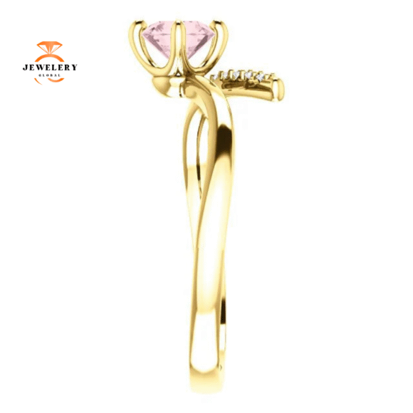 14KT GOLD 0.48 CT MORGANITE & 0.10 CTW DIAMOND BYPASS RING - Image 8
