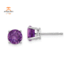 14KT GOLD 1.40 CTW ROUND AMETHYST EARRINGS
