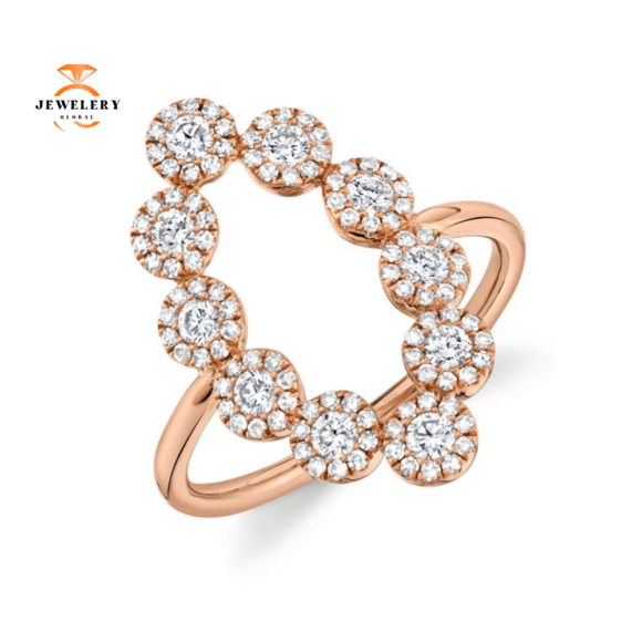 14KT GOLD 0.72 CTW DIAMOND HALO RING