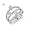 14KT Gold 1.24 CTW Multi-Shape Diamond 3 Row Ring