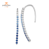 10KT GOLD 1.21 CTW SAPPHIRE & .11 CTW DIAMOND FISH HOOK EARRINGS