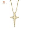 14KT GOLD 0.13 CTW DIAMOND OUTLINE CROSS NECKLACE