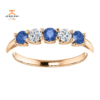 14KT GOLD 0.39 CTW SAPPHIRE & 0.20 CTW DIAMOND 5 STONE BAND
