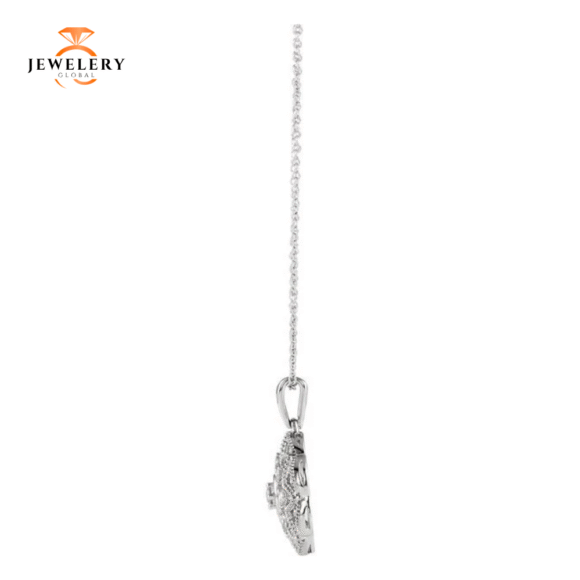 14KT 1/5 CTW DIAMOND FLOWER GRANULATED FILIGREE 18" NECKLACE - Image 2