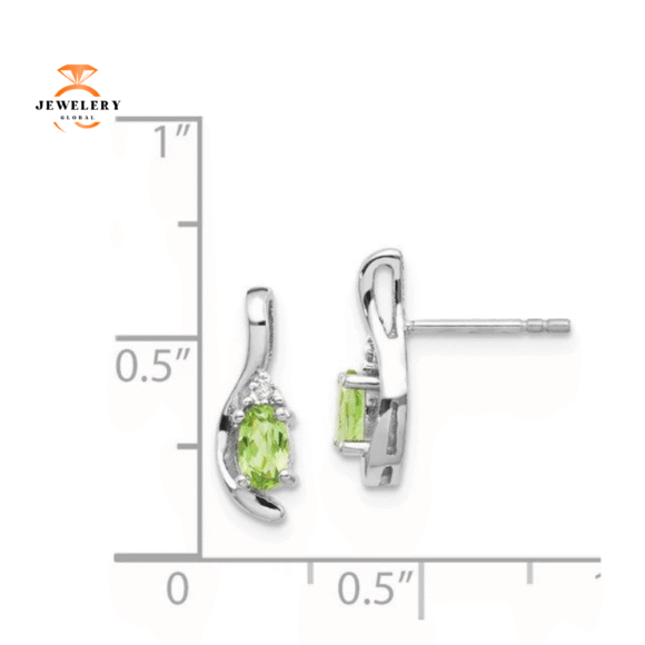 14KT GOLD DIAMOND AND OVAL PERIDOT EARRINGS - Image 2