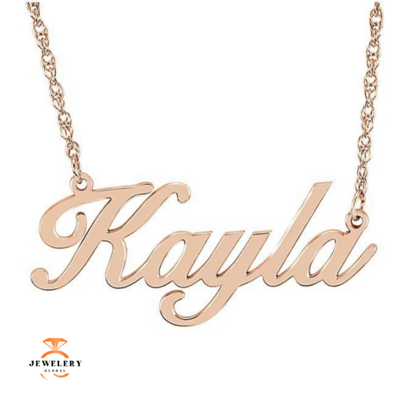 14KT GOLD PERSONALIZED NAMEPLATE NECKLACE - Image 3
