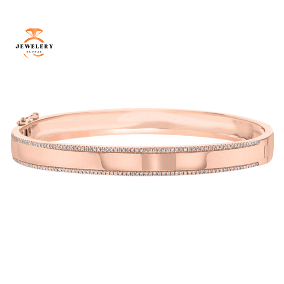 14KT ROSE GOLD 0.40 CTW DIAMOND BANGLE BRACELET