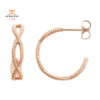 14KT ROSE GOLD TWIST ROPE HOOP EARRINGS