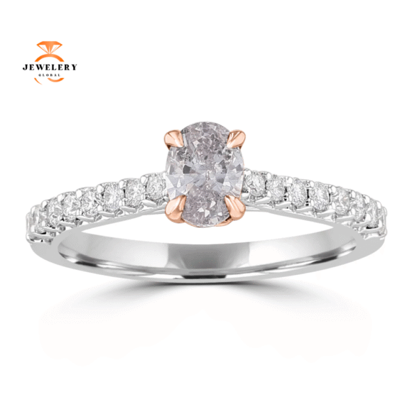 14KT WHITE GOLD 0.74 CTW LIGHT PURPLISH PINK DIAMOND ACCENT RING
