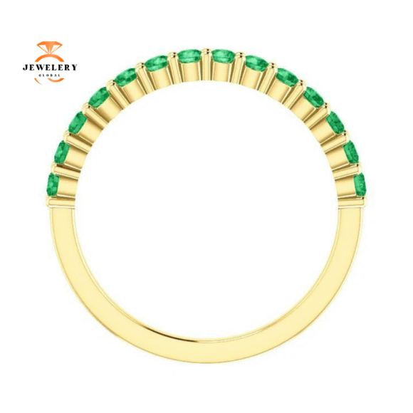 14KT GOLD 0.56 CTW ROUND EMERALD SHARED PRONG RING - Image 13