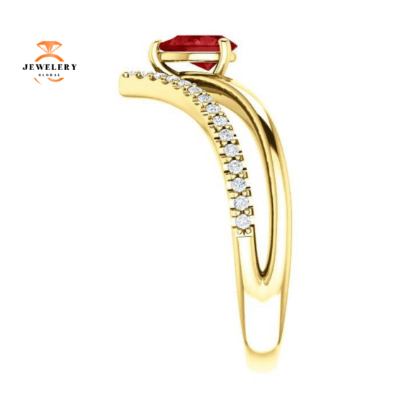 14KT GOLD 1/2 CT PEAR RUBY & 1/6 CTW DIAMOND NEGATIVE SPACE "V" RING - Image 14